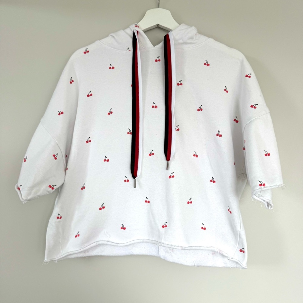 Betsey Johnson Cherry Print White Hoodie